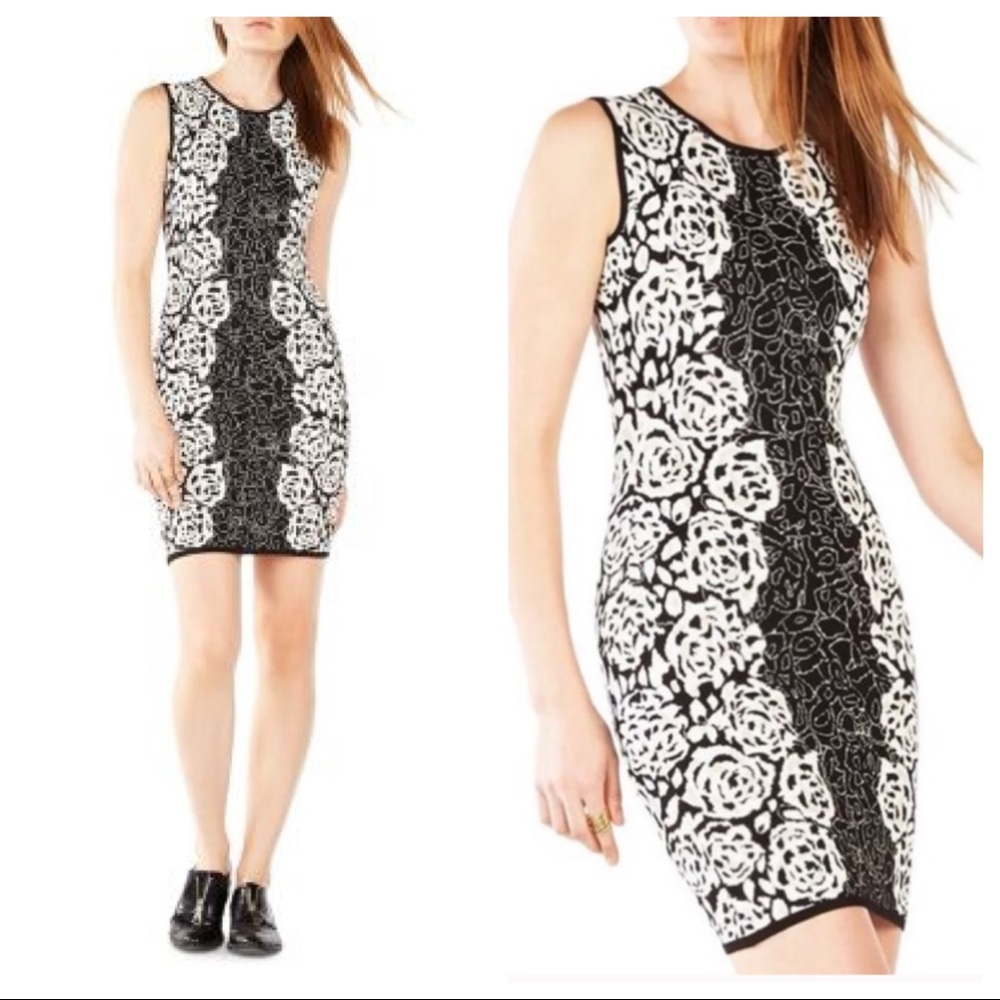 BCBGMaxAzria Jose jacquard floral bodycon dress